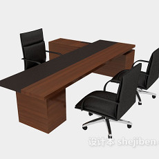 木质简约办公桌椅3d模型下载