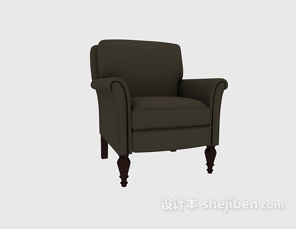 免费欧式木质沙发软椅3d模型下载
