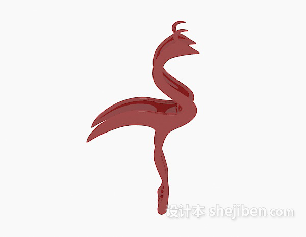 现代风格红色动物造型摆设品3d模型下载