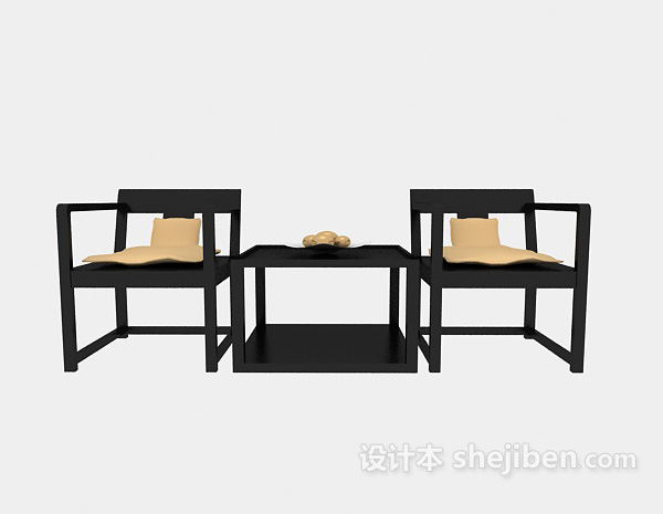 中式风格新中式休闲椅3d模型下载