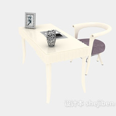 白色书桌3d模型下载