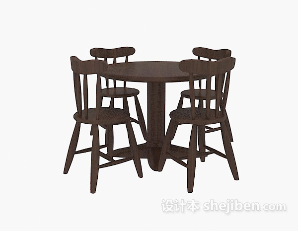 现代风格实木休闲桌椅3d模型下载