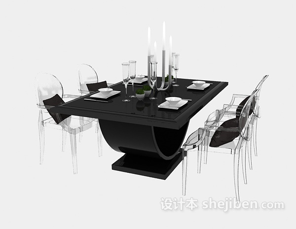 免费简约时尚餐桌3d模型下载