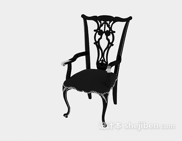 免费欧式黑色扶手椅3d模型下载