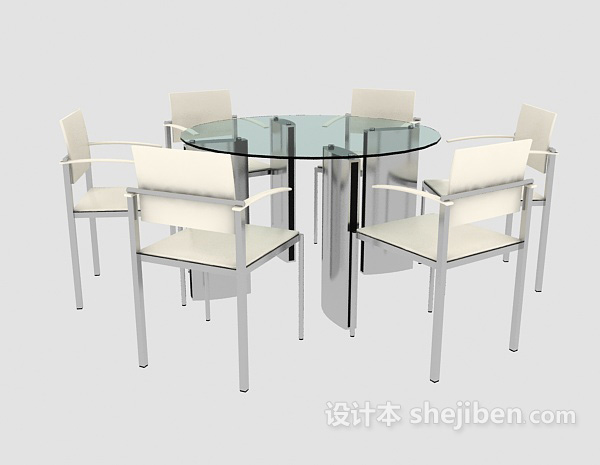 免费现代简约圆形餐桌3d模型下载