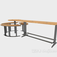 公园个性休闲桌椅3d模型下载