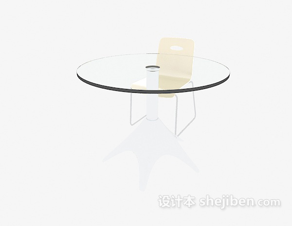 现代风格公司休闲区桌椅3d模型下载