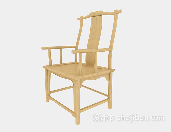 新中式实木家居椅3d模型下载