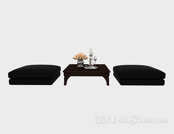 欧式风格欧式矮塌单人沙发3d模型下载