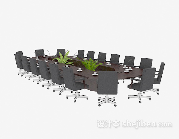 现代时尚会议桌3d模型下载