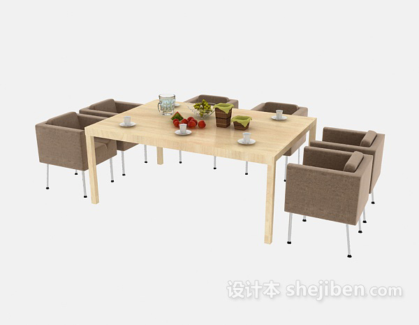 免费现代风格简约餐桌3d模型下载