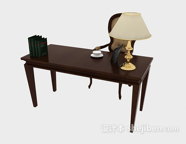 中式风格欧式风格书桌椅3d模型下载