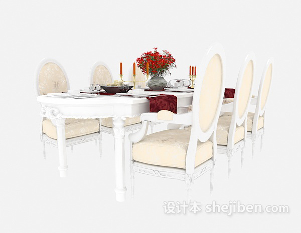 欧式风格家居餐桌3d模型下载