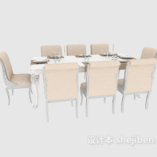 欧式简约餐桌椅3d模型下载
