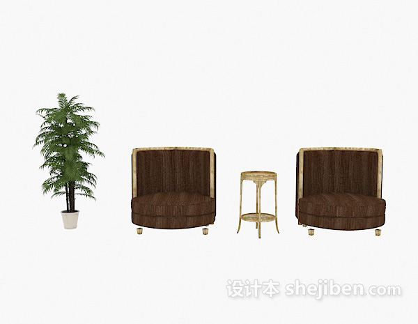 田园风格田园沙发椅组合3d模型下载