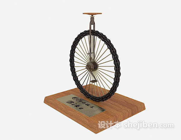 自行车轮工艺摆件3d模型下载