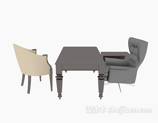 现代风格家居书桌椅3d模型下载