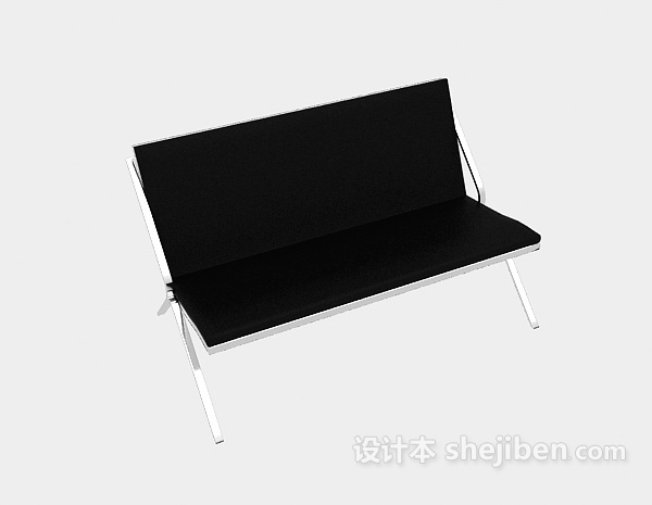 免费黑色双人休闲椅3d模型下载