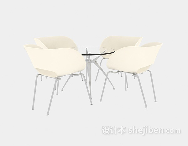 免费简约休闲桌椅组合3d模型下载