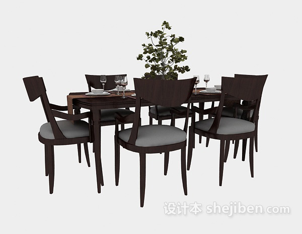 其它美式风格家居餐桌3d模型下载