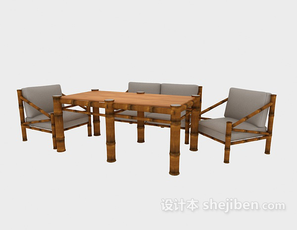 免费原木桌椅3d模型下载
