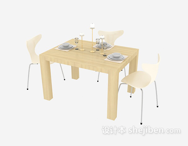 免费简易清新家居餐桌3d模型下载