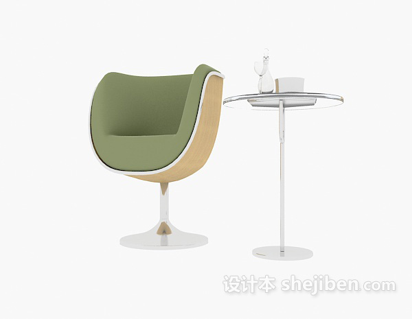免费休闲单人桌椅组合3d模型下载