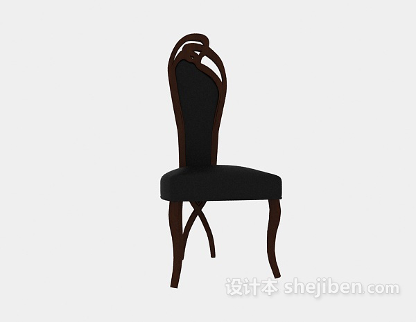 免费高靠背木质餐椅3d模型下载