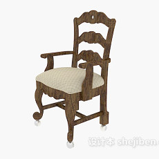 原木简洁餐椅3d模型下载