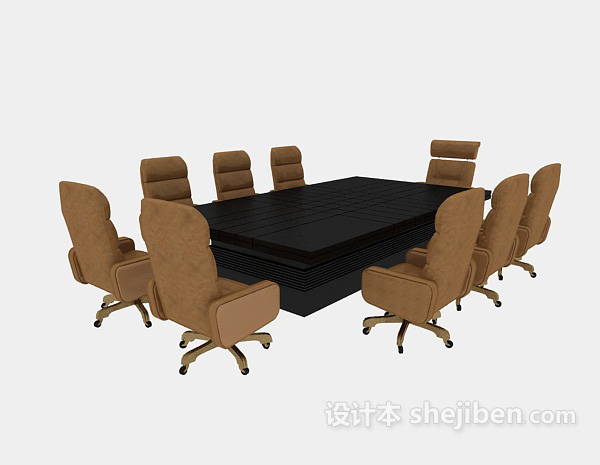 现代风格公司办公会议桌椅3d模型下载