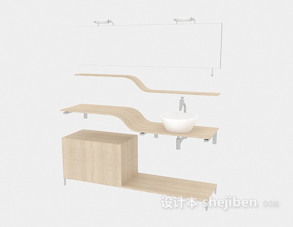 免费灰色木质浴柜3d模型下载