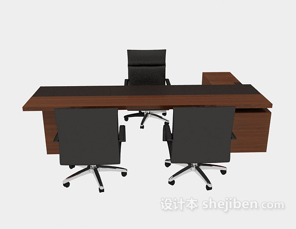 现代风格木质简约办公桌椅3d模型下载