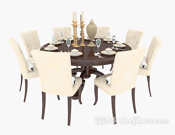 美式豪华家居餐桌3d模型下载
