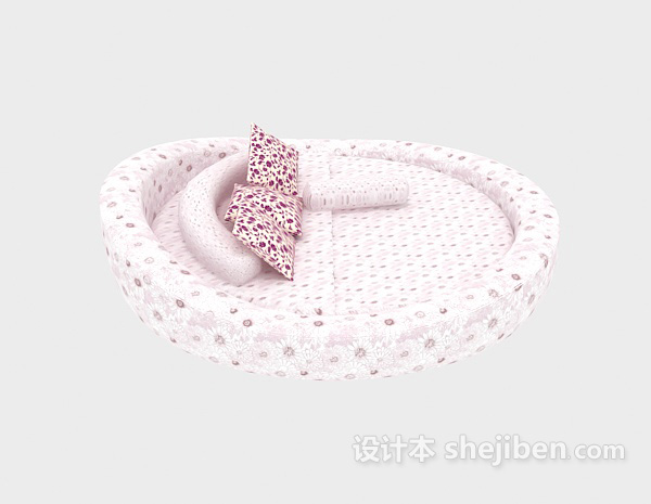 现代风格粉色清新圆形床3d模型下载