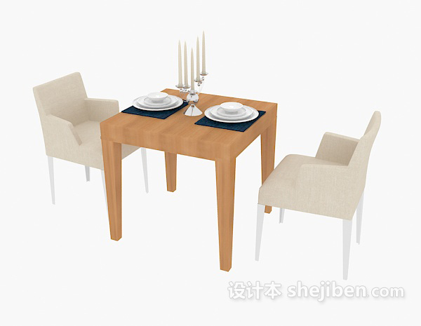 免费两人餐桌椅3d模型下载