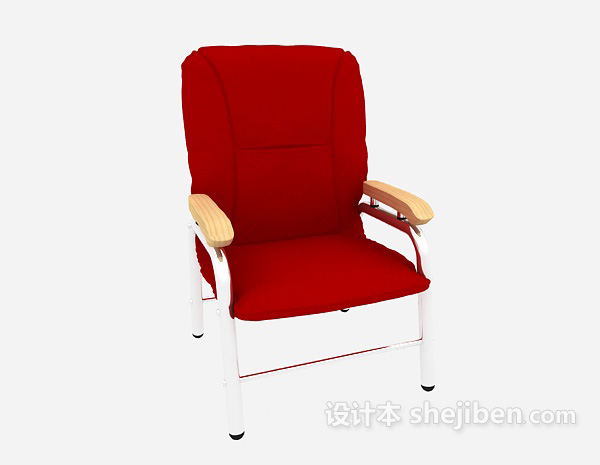 免费红色扶手休闲椅3d模型下载