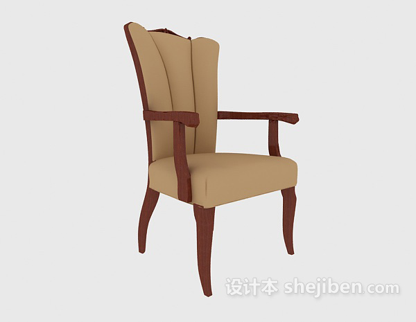 棕色扶手休闲椅3d模型下载