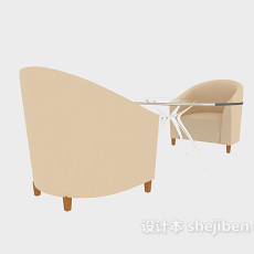 休闲单人沙发、茶几3d模型下载