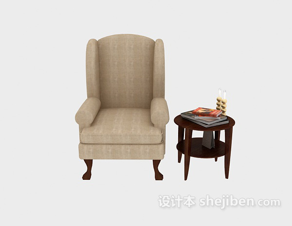 其它美式家居单人沙发3d模型下载