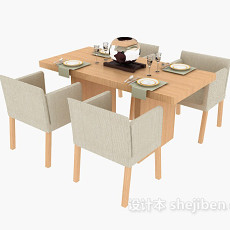 现代简约餐桌椅组合3d模型下载