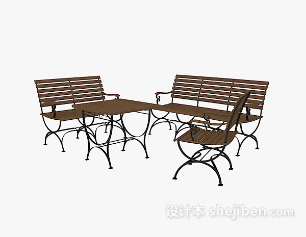 铁艺公园桌椅组合3d模型下载