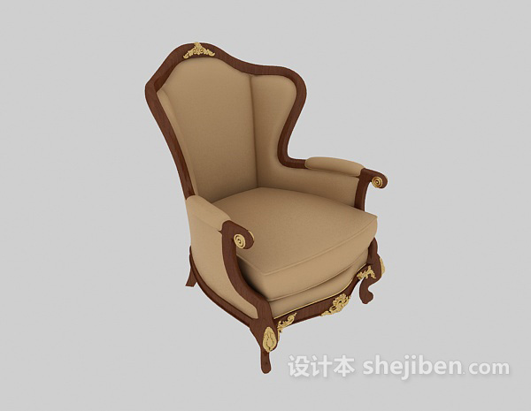 欧式风格精美单人沙发3d模型下载