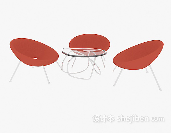 现代风格休闲区茶几桌椅3d模型下载