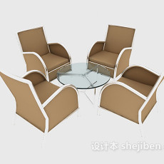 浅色休闲桌椅3d模型下载