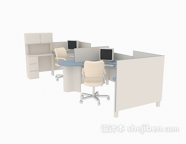 小隔间办公桌3d模型下载