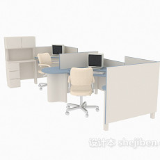 小隔间办公桌3d模型下载