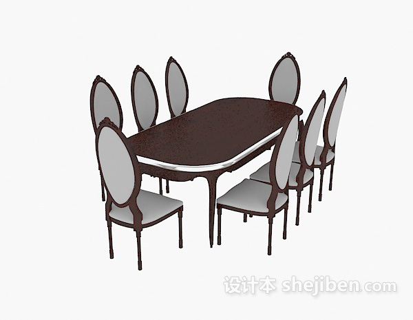 欧式风格欧式实木餐桌3d模型下载