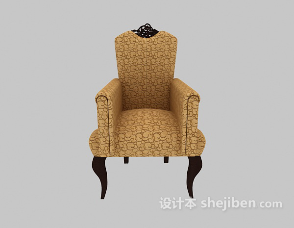 欧式风格简欧扶手单人沙发3d模型下载