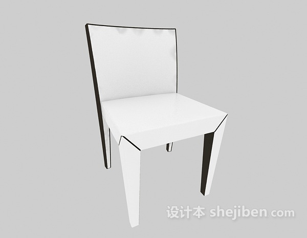 免费白色简约餐椅3d模型下载