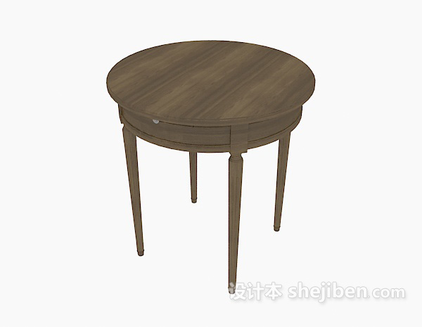 实木传统沙发边桌3d模型下载